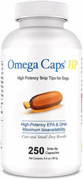 Omega Caps HP Snip Tips for Cats and Small Dogs High Potency EPA and DHA Maximum Bioavailability Fish Oil Supplement Vet Formulated Made in USA Skin Coat Joint and Heart Health 250 Capsules