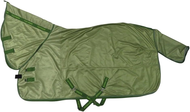 TuffRider Comfy Mesh Combo Neck Fly Sheet | UV Protection Horse Sheet with Neck Cover, 190 Grams Breathable Polyester Me