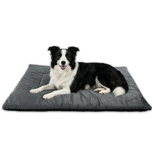 EpicRove RovePad Cozy – Dog Crate Mat, 6cm Thick Crate Mattress Pad, Non-Slip Washable Velvet Dog Bed for Small & Medium Dogs, Silent Indoor Kennel Pad (Grey,M)