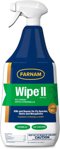 Farnam Wipe II Horse Fly Spray with Citronella, 32 oz Spray