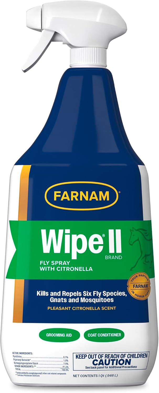 Farnam Wipe II Horse Fly Spray with Citronella, 32 oz Spray