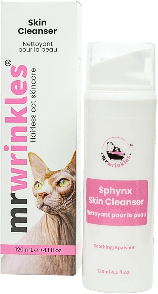 Mr Wrinkles Sphynx Cat Soothing Skin Cleanser, 100% Natural, Exclusively for Hairless Cats, Gentler Than Shampoo!