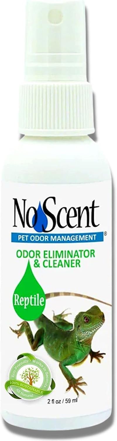 No Scent Reptile Tank Cleaner Spray & Pet Odor Management for Bearded Dragon, Turtle, Lizard Terrarium Freshener (2 Fl O