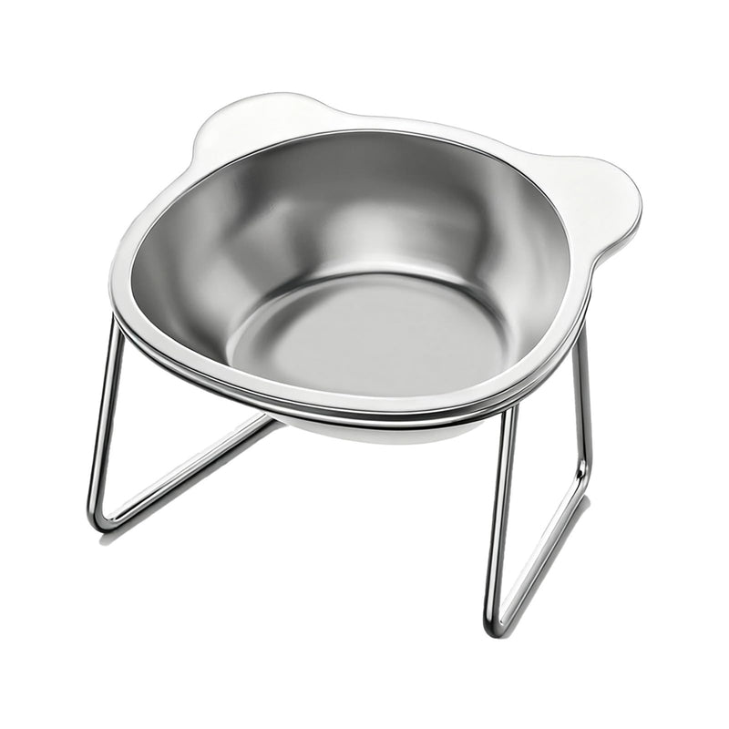 Vinqki Elevated Cat Bowls, 15°Tilted Stand Whisker Friendly Raised Cat Food & Water Dishes, 5.9 inch Stainless Steel Indoor Anti-Vomiting Small Dog Bowls,Dishwasher Safe,Spine Friendly