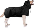 Dog Raincoat, Waterproof Dog Rain Jacket with Hood Black 2XL