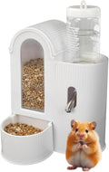 2 in 1 Hamster Feeder, Water Bottle Stand with Food Bowl, Automatic Water Bottle No Drip and Food Dispenser, Food & Wate