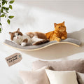 Extra Large 35.4” × 11.6” Stylish Cat Wall Shelves with Soft Cushion, Modern Wall-Mounted Cat Tree Furniture & Perch, Sturdy/Hidden Mounts, Machine Wash Cover, Sleek Design- CALLICO HAVEN Wave S-Shape