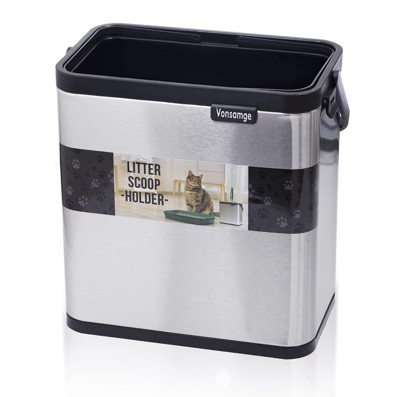 Universal Cat Litter Scoop Holder, Stainless Steel Small Portable Cat Litter Scooper Holder Trash Container.
