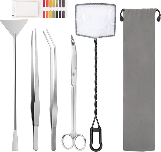 Luxiv Aquarium Aquascape Tools Kit, 6 in 1 A Aquatic Plant Aquascaping Tool Stainless Steel Tweezers Scissors Spatula fo