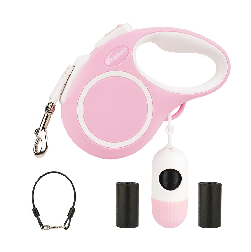 WRSOMIT Upgraded Retractable Dog Leash with Chew Proof Cable and Poop Bag Dispenser, 16Ft Heavy Duty Dog Leash for Small Medium Large Dogs up to 120lbs, 360° No Tangle