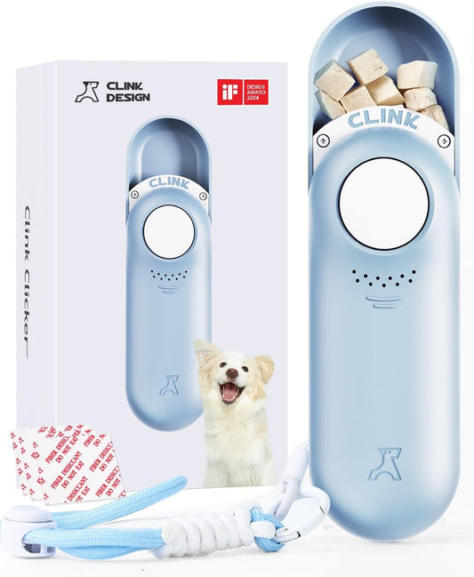 Clink Design Dog Training Clicker & Dog Clicker with Treat Storage, Blue