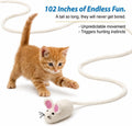 Glaciart One Felt Mouse Cat Toy – Soft Fuzzy Enrichment 100% Natural Wool - Interactive Catnip Play Cat Toy Set - Safe for Pets, Non-AZO Colored Dyes - 100” Long