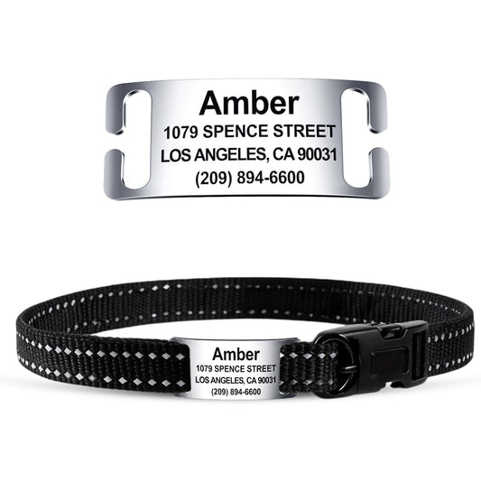 TechMark Dog Tags Personalized for Pets Custom ID Laser Deep Engraving Stainless Steel Ultra Durable, Polished Curved Rectangular Arch, Text ONLY for 3/8" Collars