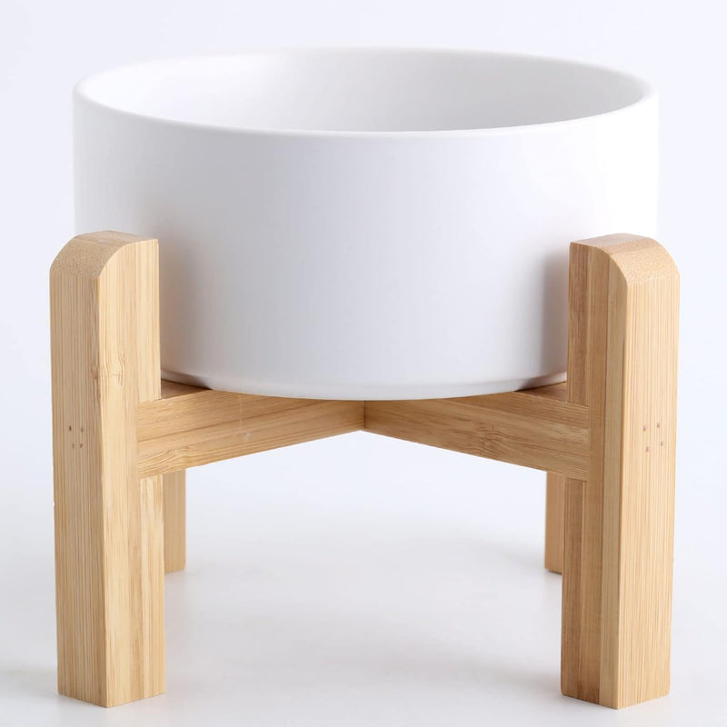 Petygooing White Elevated/Raised Ceramic Dog Bowl for Small Breeds, Dog Food Water Dish with Stand,Pet Feeding Bowl with