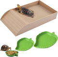 3pcs Tortoise Food Dish with Ramp and Basking Platform Leaf Tortoise Water Food Bowls Reptile Water Dish Turtle Reptile 