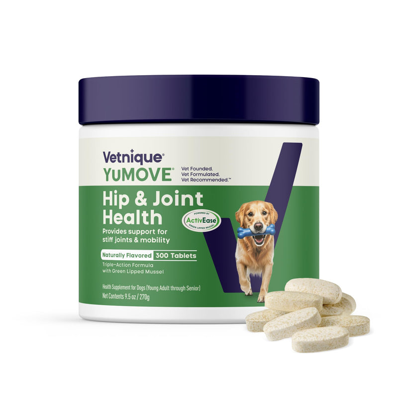 YuMOVE Dog Hip & Joint Supplement, Regular or Advanced Strength - ActivEase Green Lipped Mussel, Glucosamine, Hyaluronic Acid & Omega 3 - Chewable Tablets (300ct Chewable Tablets, Regular Strength)