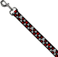 Buckle-Down Pet Leash - Skulls & Stars Black/White/Red - 4 Feet Long - 1" Wide