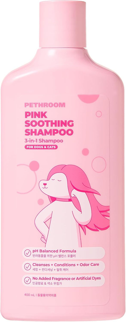 PETHROOM Pink Soothing 3-in-1 Dog & Cat Shampoo for Dry Skin & Itch Relief
