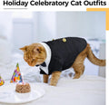DENTRUN Cat Tuxedo Outfit, Sphynx Cat Costume Formal Suit with Bow Tie, Stylish Cat Shirt Fashion Apparel Fancy Clothes, Kitten Formal Attire Wedding Onesie Costume for Cats Only