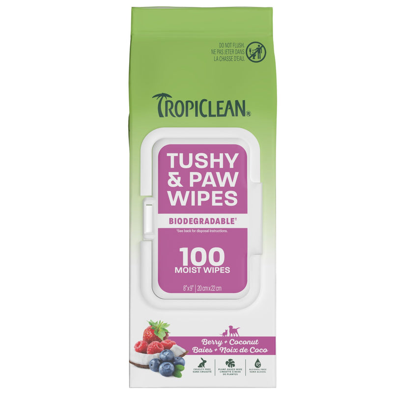 TropiClean Deep Cleaning Pet Wipes, 100ct - Wipes for Dogs & Cats - Gently Removes Dirt, Dander & Smells - for Pet Paws, Face, Body & Bottom - Sweet Berry & Coconut Scent