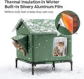 Outdoor Cat House All-Season Weatherproof Insulated Feral Cat Shelter, Large Portable Tent for Stray Cats, Windproof & W