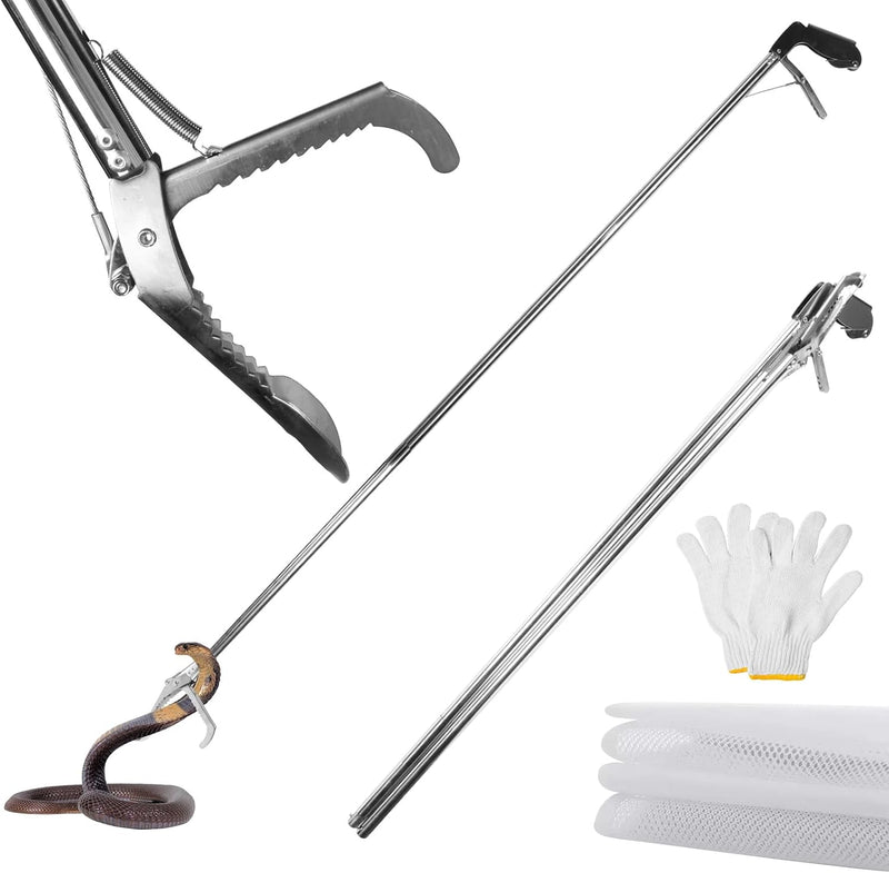 Snake Grabber Tool, 78 Inch Heavy Duty Snake Tongs, Stainless Steel Reptile Catcher Grabber with Anti-Slip Grip, Wide Ja