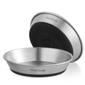 Wellbro Cat Bowls, 2 Pcs Stainless Steel Cat Bowls for Food and Water, Whisker Fatigue Shallow Non-Slip Dishes Plates for Small Dog Puppies Cats