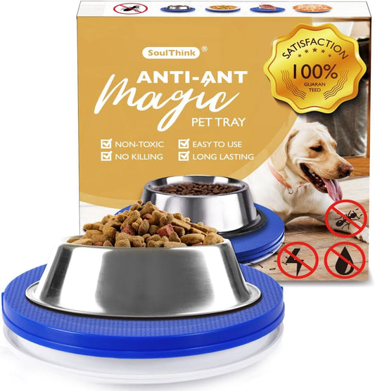 SoulThink® Ant Proof Cat Dog Bowl Tray - New Innovation Anti Ant Pet Food Dish Indoor No Chemical No Water Needed Differ