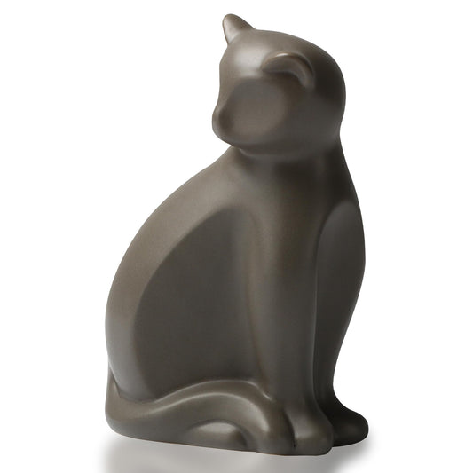 DiDiBirDi Pet Urns for Cats, Elegant Ceramics Keepsake for Pet Ashes, Small Brown Memorial Box with Seal Kit(10lbs)