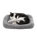 PETLESO Small Cat Bed Mat, 22" x 16" Plush Cushion with Surrounding Pillow for Small to Meidum Dogs Cats Sleeping, Indoor Pet Beds Furniture Carrier Crate Anti Skid Pad, Washable, Medium