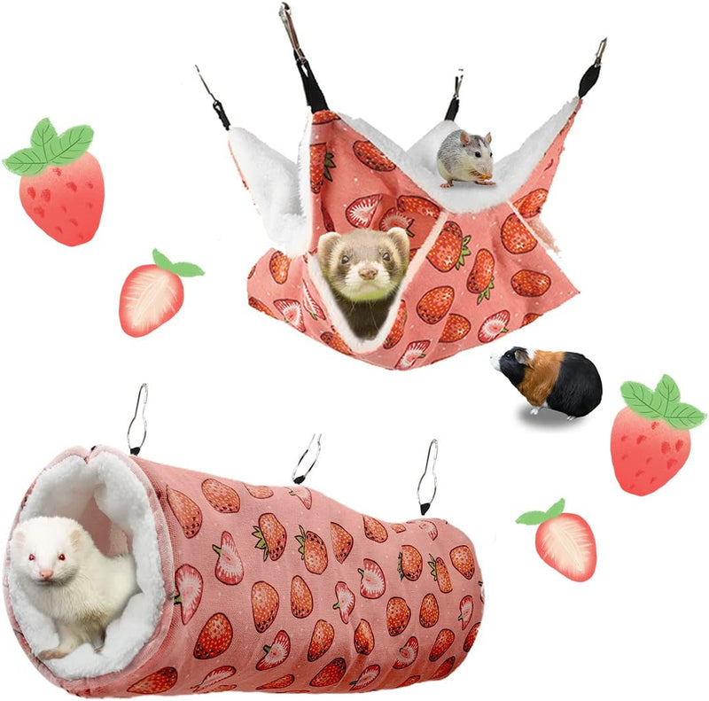 LYART Guinea Pig Rat Ferret Hammock and Warm Bed Small Pet Hideout Tunnel Cave Hanging Bunkbed Hammock Cage Toy for Hams