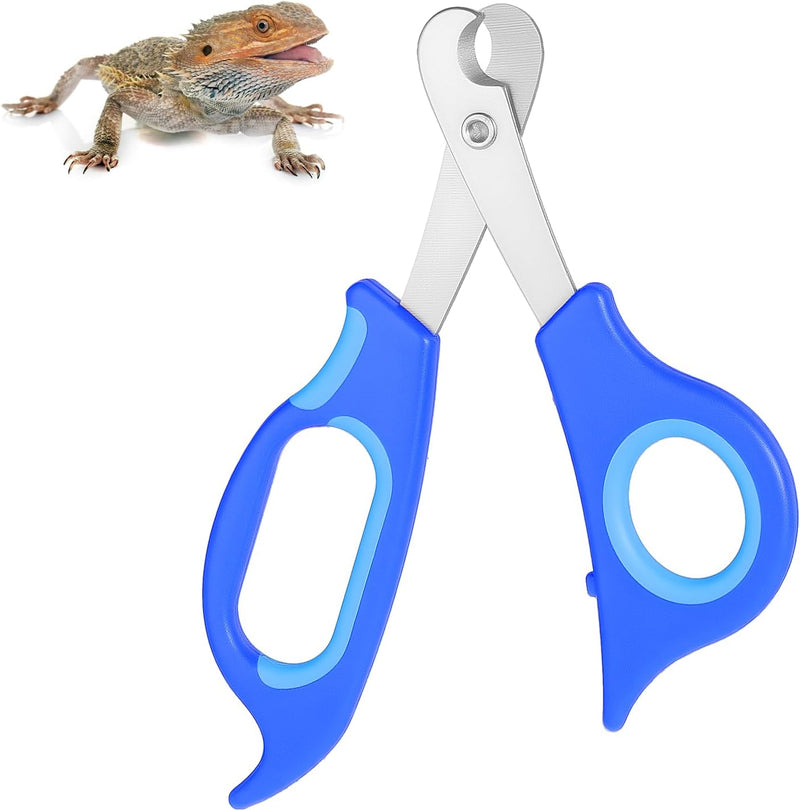 Stainless Steel Bearded Dragon Claw Trimmer, Reptile Clippers for Small Reptiles, Turtle, Chameleon, Hedgehog(Blue)