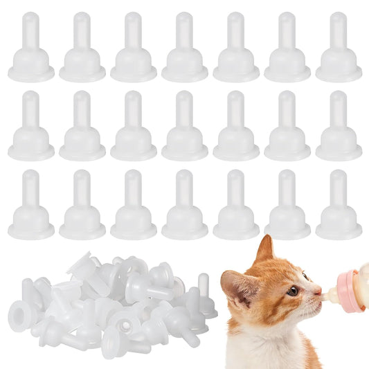 Homoyoyo 40-Pack Replacement Bottle Nipples Cat - Silicone Pet Nursing Nipples Nurser Silicone Replacement Pacifiers for Kitten and Puppy Small Animals, Bunny Feeding Bottle White 0.98X0.63 Inch