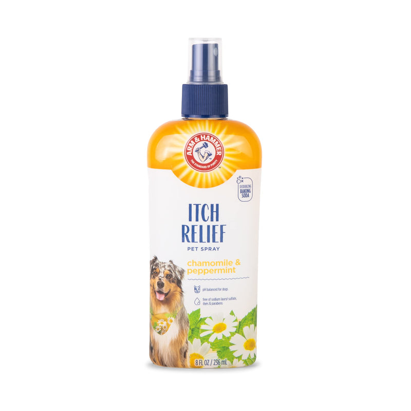 Arm & Hammer for Pets Itch Relief Spray for Dogs, Baking Soda Formula to Soothe Itchy and Irritated Skin and Hot Spots, No-Rinse Application, Chamomile and Peppermint Scent, 8 Fl Oz