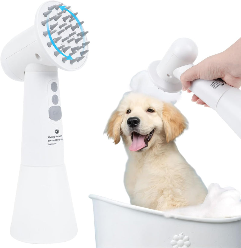 Electric Rotating Massage Dog Shampoo Spray Dispenser with Foam Brush [2026 Upgraded Version] Dual-core Electric pet Bat