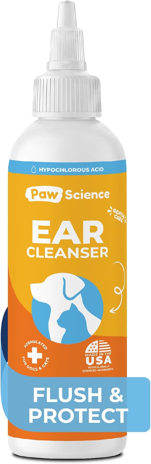 Paw Science Dog Ear Cleaner, Ear Wash Solution Hocl Ear Flush for Dog/Cat Sensitive Ears