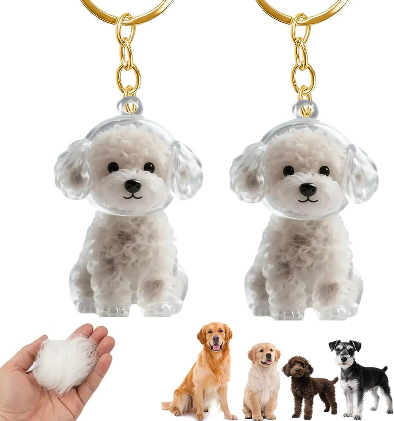 Amakunft Dog Hair Collector Keychain, Portable Pet Hair Memorial Keychain