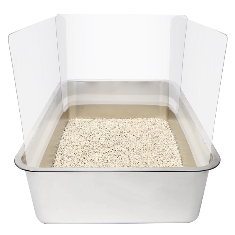 YOILES 3PCS Cat Litter Box Pee Shields,Transparent Easy Clean Splash Guard for Open Top Litter Pan 14.5×11.5in- Litter Box Not Included (3, Clear)