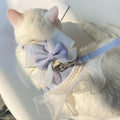 Bowknot Cat Harness Leash Princess Cat Dress Costumes, Kittten Dress Puppy Harness, Dog Traction Rope Chest Strap(Pink)