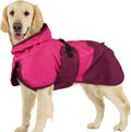BRKURLEG Dog Raincoat, Waterproof Rain Jacket with Hood, Rose Red, XXL
