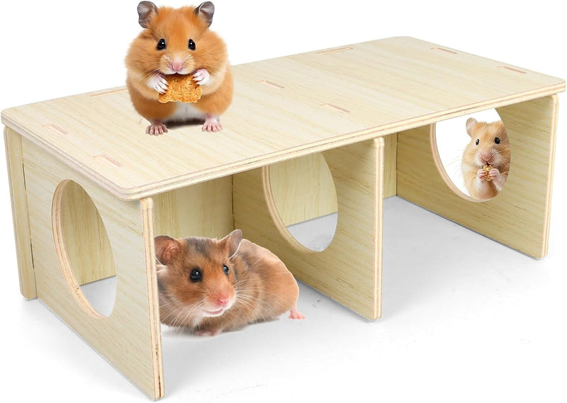 Hamster and Mouse Wooden Tunnel Cage Secret Peep Shed 2-Chamber