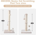 MECOOL 34” Tall Cat Scratching Post Premium Basics Kitten Scratcher Sisal Scratch Posts Trees with Hanging Ball for Indo