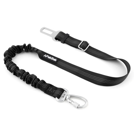 APakBak Dog Seat Belt for Car, Adjustable Dog Car Harness Seatbelt for Small Medium Large Dogs, Heavy Duty Travel Safety Restraint with Locking Aluminum Hook & Reflective Nylon Strap, Black