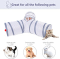 Alicedreamsky Cat Tunnel, Collapsible Tube with 1 Play Ball Toys, 3 Ways Tunnels for Indoor Cats, Puppy, Kitty, Kitten, Rabbit (White and Gray)