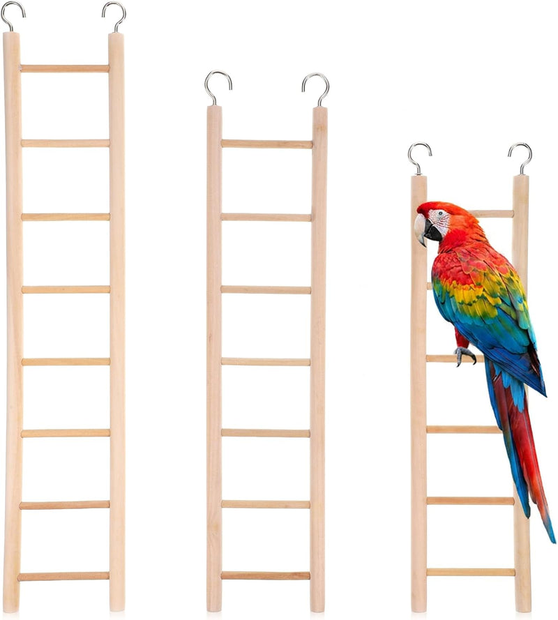 3 Pcs Natural Wooden Bird Cage Ladder Set 6 Step/7 Step/8 Step Bird Ladder Birds Cage Accessories Climbing Toys Wood Per