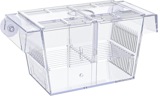 Pawfly Aquarium Fish Breeding Box Acrylic Hatchery Incubator Tank with Suction Cups Medium Isolation Box for Baby Fish S