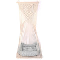 Sdjazl Macrame Hanging Cat Hammock Bed Cat Swing House Space Saving Window Perch with Washed Cotton Cats Toy Tassel Basket Tapestry (Beige, Swing Bed+Cushion)