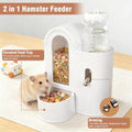 2 in 1 Hamster Feeder, Water Bottle Stand with Food Bowl, Automatic Water Bottle No Drip and Food Dispenser, Food & Wate