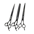 Purple Dragon 8.0 inch Professional Dog Grooming Hair Cutting Scissor &Curved Scissor&Chunker Shear Kit with Bag - for Pet Groomer or Family DIY Pet Use