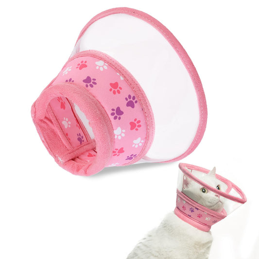 PUPTECK Cat Cone Collar Soft for Neck, Pet Recovery Collar to Stop Licking After Surgery, Adjustable Elizabethan Pet Collar for Small Medium Cats Kittens, Pink M
